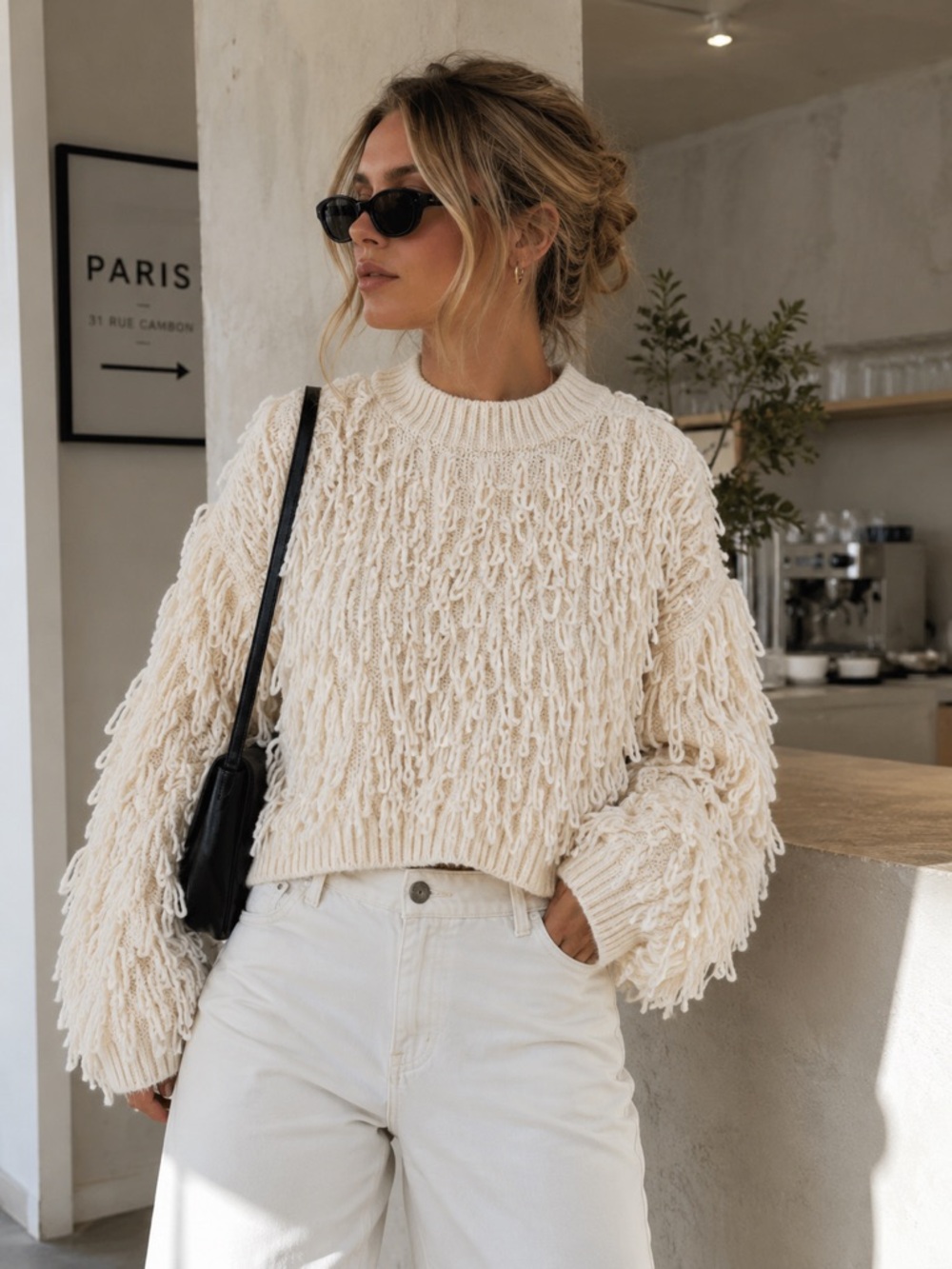 H&M Textured Fringe Sweater